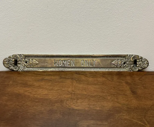 Vintage Brass Ornate Sign Plaque Bathroom She Shed "Women Only" Made in Taiwan