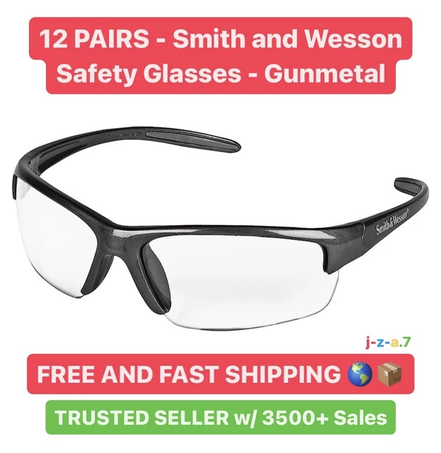 12 PACK - Smith & Wesson Equalizer Safety Glasses Gun Metal Frame Clear Lens 🔥