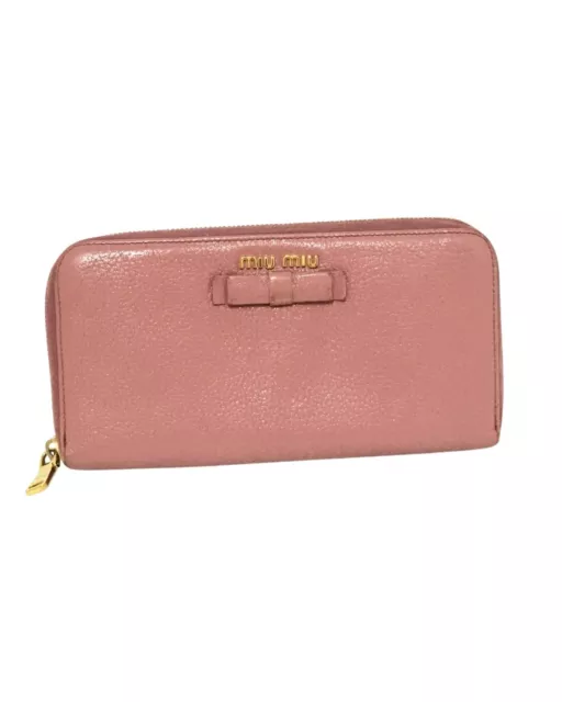 Pre Loved Miu Miu Leather Pink Long Wallet with Ample Storage Space  -  Wallets