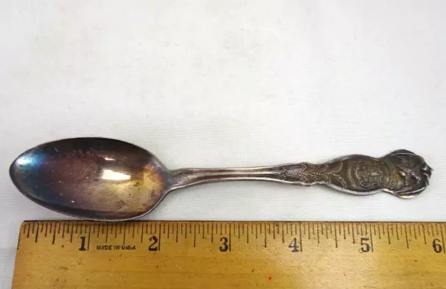Vintage Souvenir Tea Spoon Silver Plate Onieda Community Connecticut Worn Seal