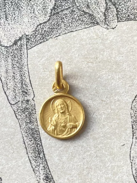 Ancien Pendentif /Médaille en plaqué or Bapteme Jésus Christ