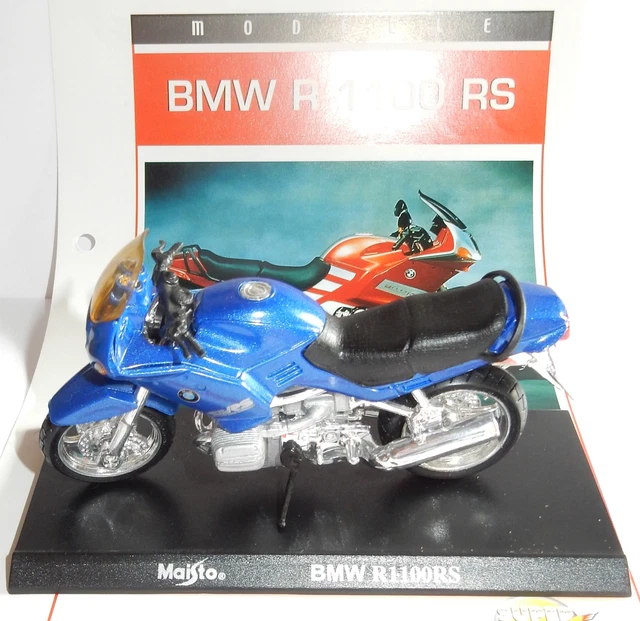 Miniature Moto BMW R 1100 RS Bleue Au 1/18 - Maisto, Dans Sa Coque Plastique, Occasion