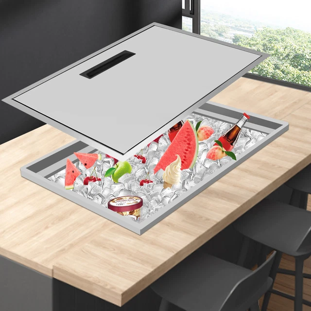 OUTDOOR KITCHEN DROPIN Ice Chest Cooler Underbar Ice Bin Stainless
