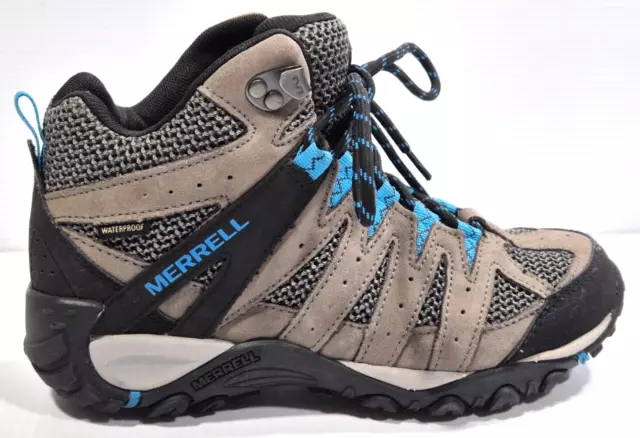 Women’s MERRELL Hiking Shoes Boots Size US 6 waterproof ankle blue grey