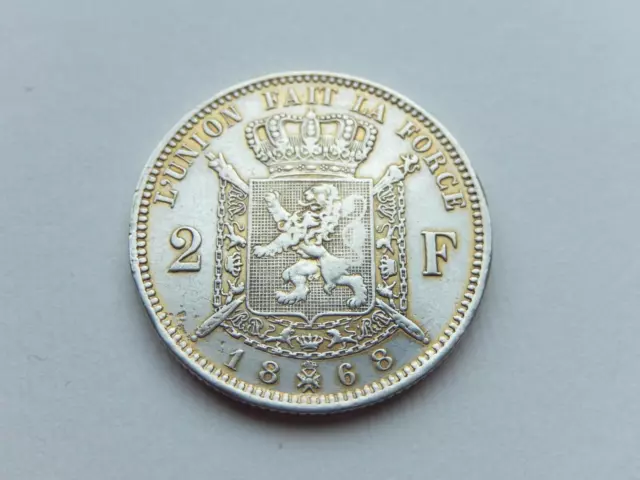 C153 - Belgium Leopold II Silver 2 Francs. 1868.