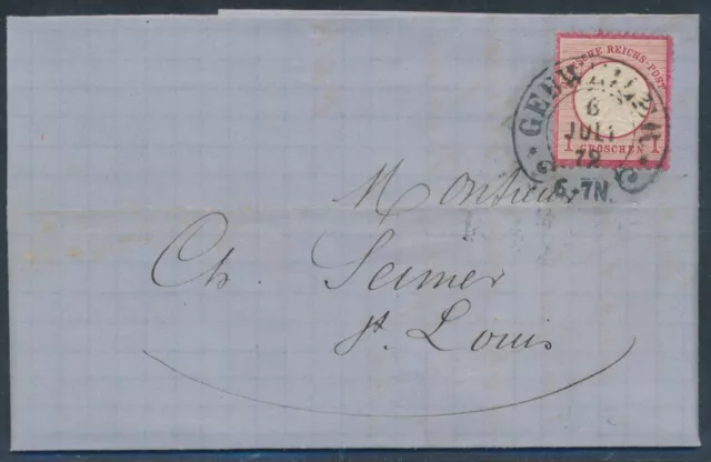 Dt. Reich kleiner Schild EF Brief Hufeisenstempel Gebweiler 1872 Inhalt (9131)