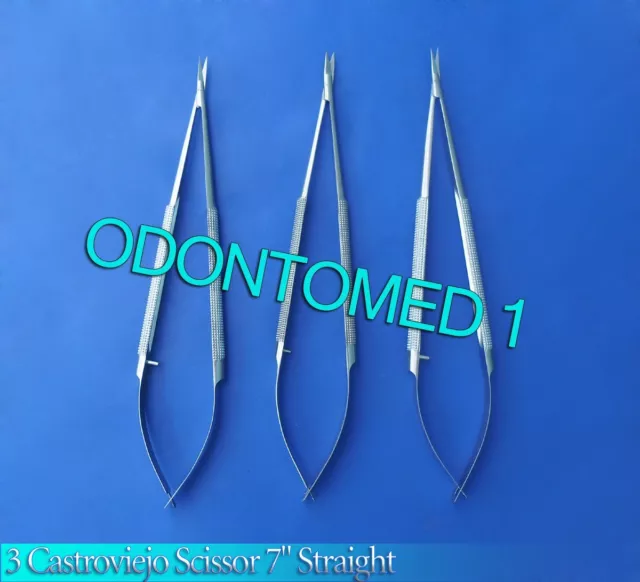 3 O.R Grade Castroviejo Scissors 7" Straight Surgical Opthalmic Instruments