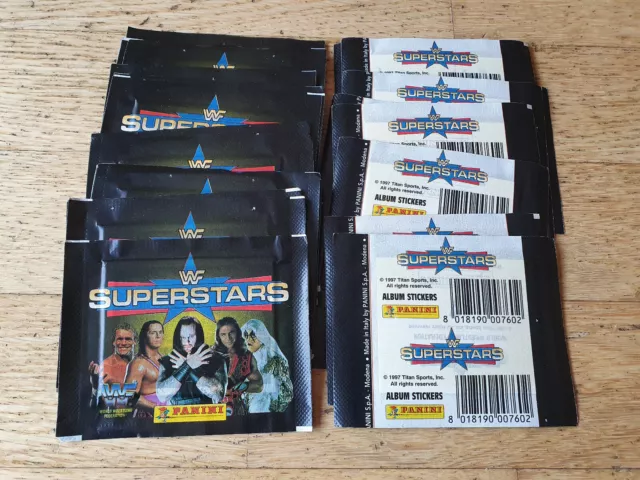 Panini WWF Superstars 1997, 25 sticker packs, Rocky Maivia Johnson, Rookie, PSA