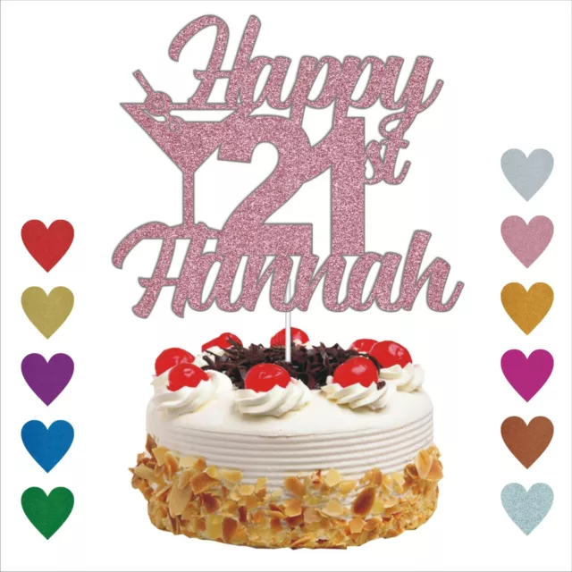 Happy Birthday Glitter Cake Topper Personalised Any Name Age 18th 30th 50th 60th