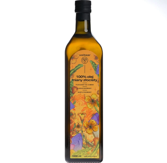 WELLBEAR GOLDEN FLAXSEED oil cold pressed, 1000 ml £11.25 PicClick UK