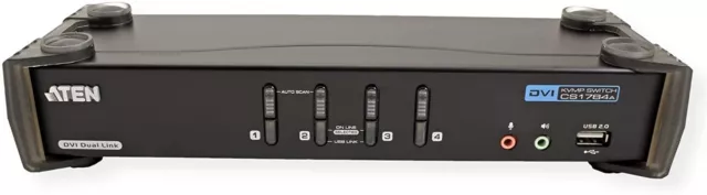ATEN CS1784A 4 Port USB DVI Dual Link KVMP Desktop Switch + Cables, Black