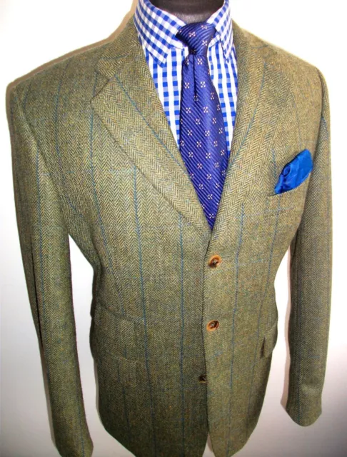 ALPENDALE TWEED Pure Wool CHECK Hacking Norfolk JACKET Blazer COAT 44 SPORT Suit