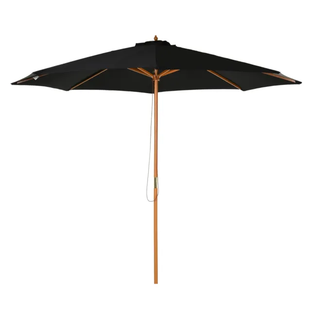 3m) Fir Wooden Garden Parasol Bamboo Sun Shade Patio Outdoor Umbrella Canopy
