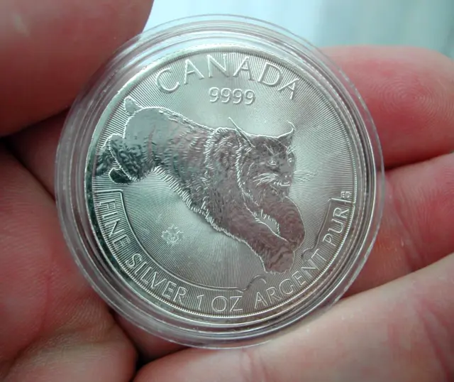 Moneda de plata 0,999 Canadian Predator Series LYNX 2017 de 1 oz en cápsula.