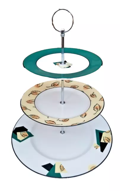 Royal Doulton Central Park 3 Tier Cake Stand -Fine China & Silver Handle