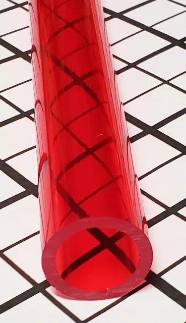 1 Pc 1” OD x 3/4" ID DIAMETER 24” LONG CLEAR RED ACRYLIC PLEXIGLASS LUCITE TUBE