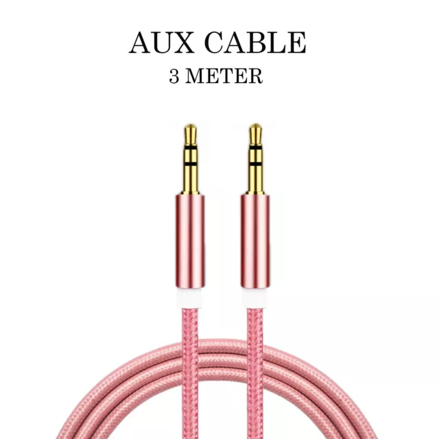 3M  Aux Cable Male To Male 3.5mm Audio Lead Jack To Jack For Car PC Phone Stereo