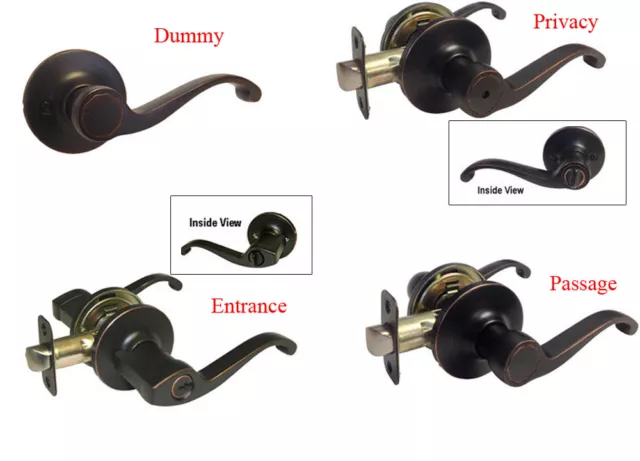 Oil Rubbed Bronze Door Handle Lock Lever knobs Privacy Passage Entry keyed Locks