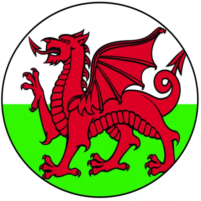 Galles - Topper per torta di ghiaccio rotondo 8" facile pretagliato bandiera drago gallese