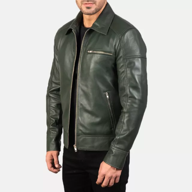 NEW MEN’S VINTAGE Leather Jacket Genuine Real Leather Motorcycle Jacket ...