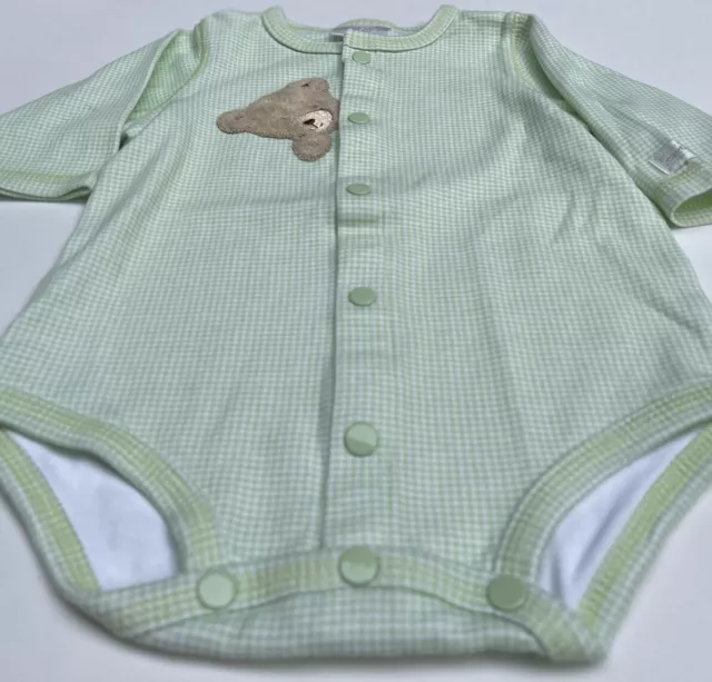 Vintage Carters Long Sleeve Bodysuit 3M Teddy Green Gingham 2