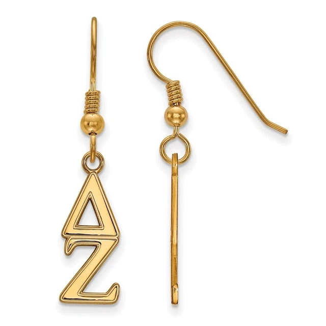 14K Plated Silver Delta Zeta Dangle Small Earrings