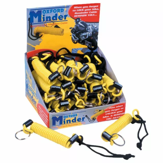 Oxford Minder Motorcycle Universal Disc Lock Yellow Reminder Cable (OF390/OX795)