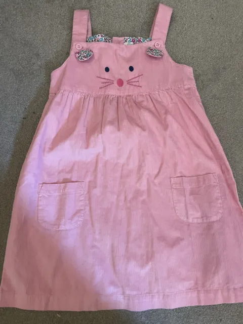 Lovely Jojo Maman Bebe Pink Needlecord Mouse Pinafore Dress Age  4-5 Years