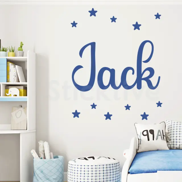 Personalised Wall Sticker Kids Name Word, Baby Stars-Boy, Girl, Bedroom, Nursery