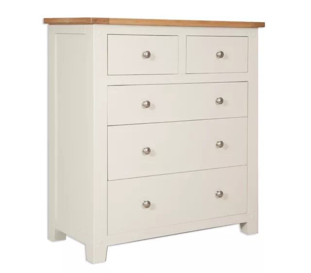 Oak Chest Drawers Solid 2 over 3 Pine Dorset Painted French Ivory Cream SECOND!