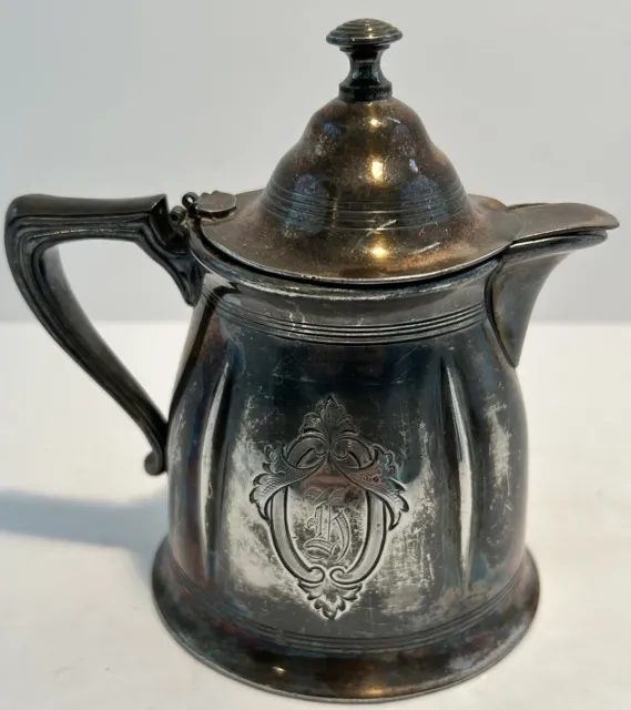 Vintage Forbes Silver Company Plated Hinged Creamer With Lid initial K design