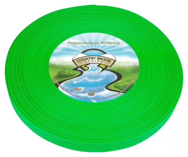 1 Inch Hot Green Polypropylene (Polypro) Lightweight Webbing for Crafting, 10Yds