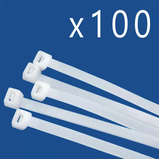 100 Pack Lot Pcs Qty - 14" Inch Nylon Cable Zip Wire Tie 50 lbs - Natural White