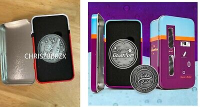 Fallout 4 Nuka Cola + Quantum Coin Badge Mini Fridge Tin Machine Box Figure SET