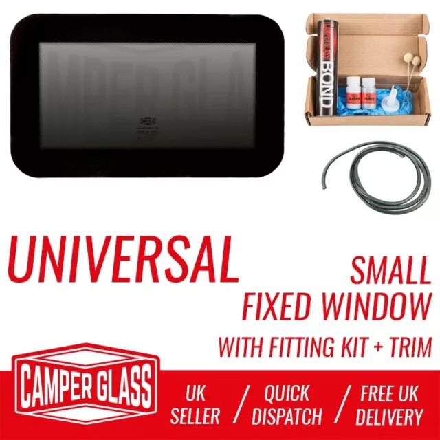 PREMIUM UNIVERSAL Campervan Fixed Window Small 460 x 280mm + Fitting Kit + Trim