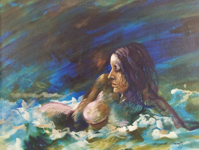 ANGELO LIBERATI Nudo di Donna Dipinto ad Olio Arte Moderna Erotica firmato 1971