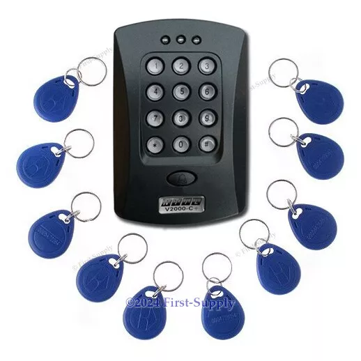 Door Access Control Keypad RFID ID Proximity Reader +10 ID 125Khz Cards(Key Fob)