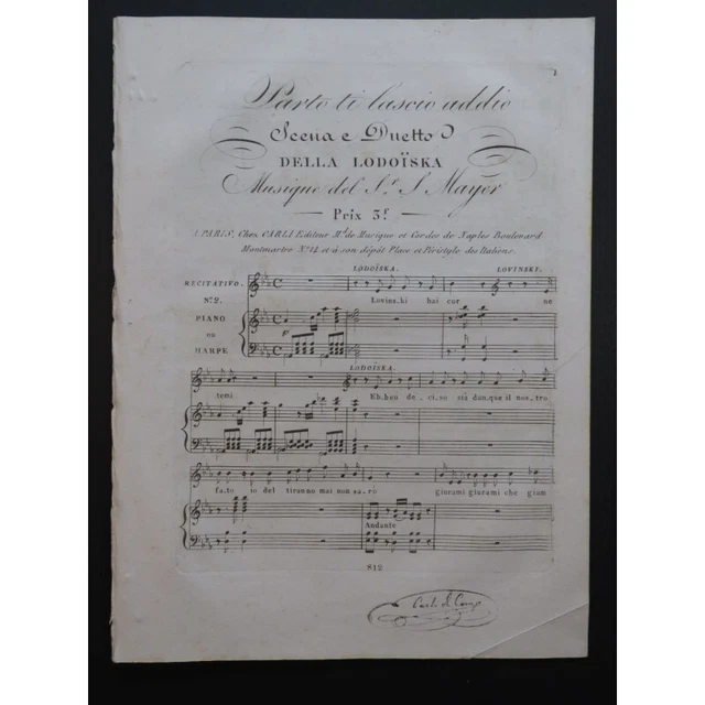 MAYR Giovanni Simone Lodoïska No 2 Chant Piano ou Harpe ca1800 2