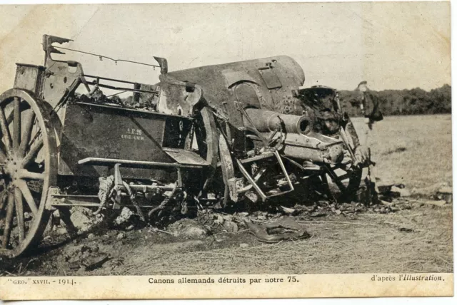 Ww1 // Cpa / Military War // German Guns Destroyed By Our 75