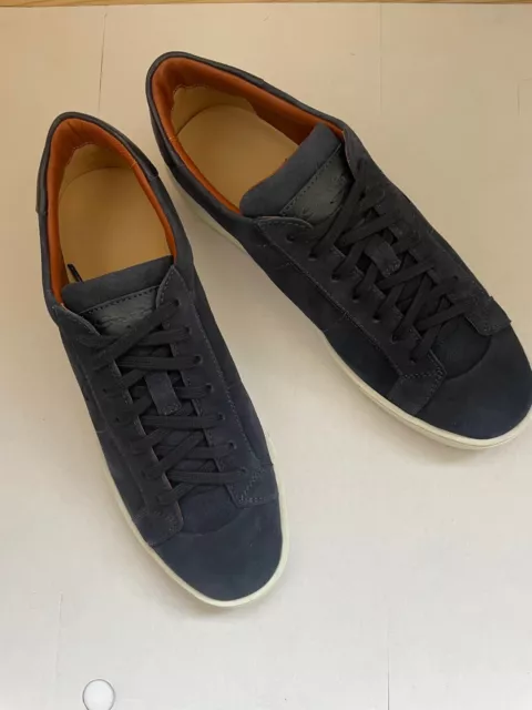 SANTONI LOW TOP men's blue suede sneakers /shoes/ made in Italy / 42EU ...