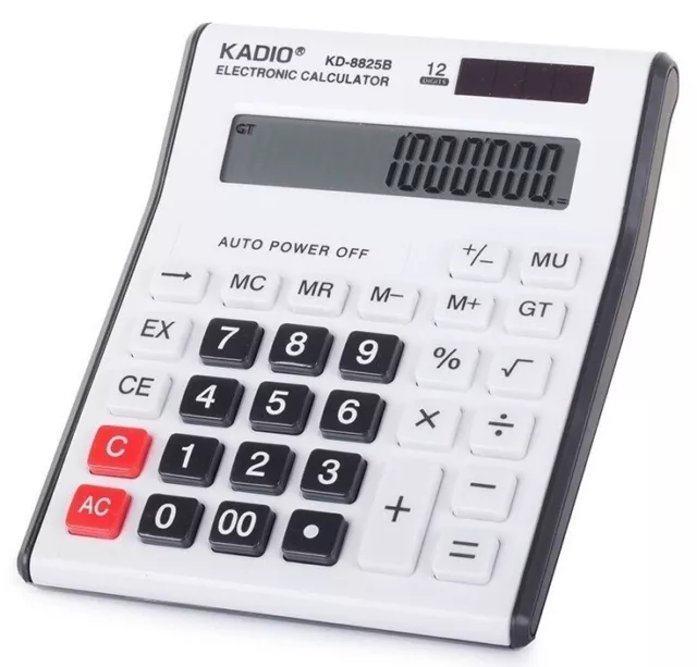 XL LCD Tischrechner große Tasten Taschenrechner 12stellig Schule Büro Calculator