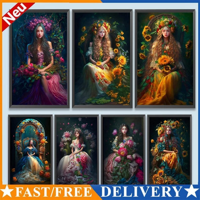 Paint By Numbers Kit DIY Flower Girl Oil Art Picture Craft Home Wall Decoration