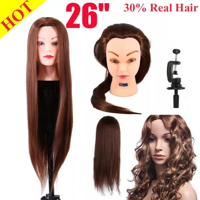 26'' Hair Training Head Practice Salon Hairdressing Mannequin Doll Model + Clamp