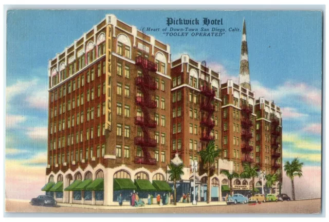 c1940 Pickwick Hotel Exterior Roadside San Diego California CA Unposted Postcard