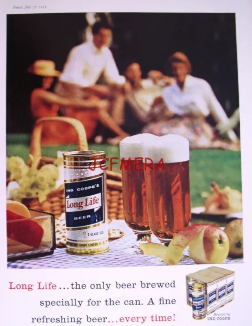 Anuncio de cerveza ""LARGA VIDA"" original de Ind Coope's #2 - anuncio impreso vintage de 1963