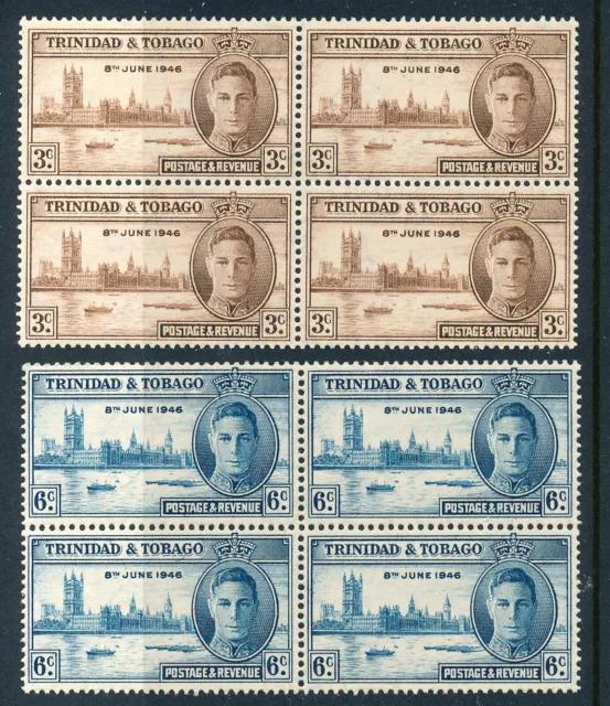 Trinidad & Tobago 1946 Victory Two Blocks Of 4 Mnh