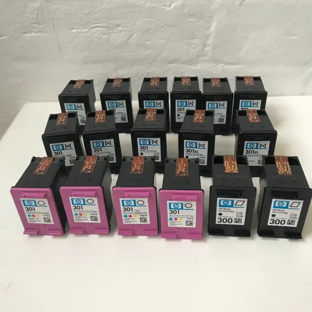 Empty Genuine Hp301 Ink Cartridges 11  X Black 4 X Colour & 2 Hp 300 All Used