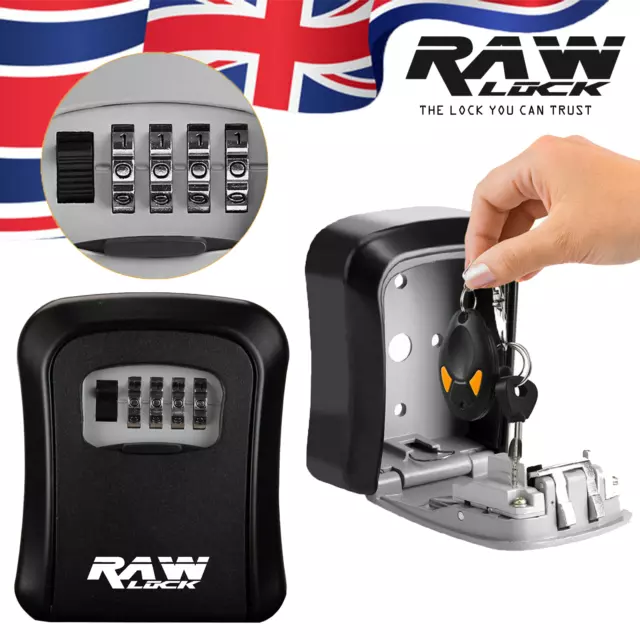 RAW LOCK PREMIUM Key Safe Box, Combination Lock, Secure, Outdoor / Indoor  BLACK