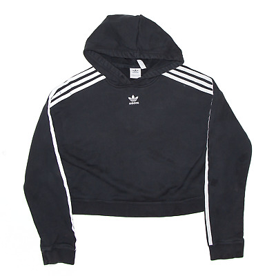 ADIDAS Sports Cropped Black Pullover Hoodie Womens XS