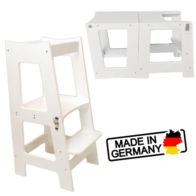 2 in 1 Montessori Lernturm Kinder Learning Tower Lernstuhl Hochstuhl Tritthocker